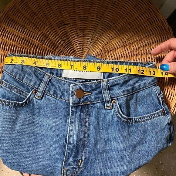 Studio Only 34 Blue Denim HighWaisted Raw Hem Wide Leg Distressed Jeans - Picture 13 of 13